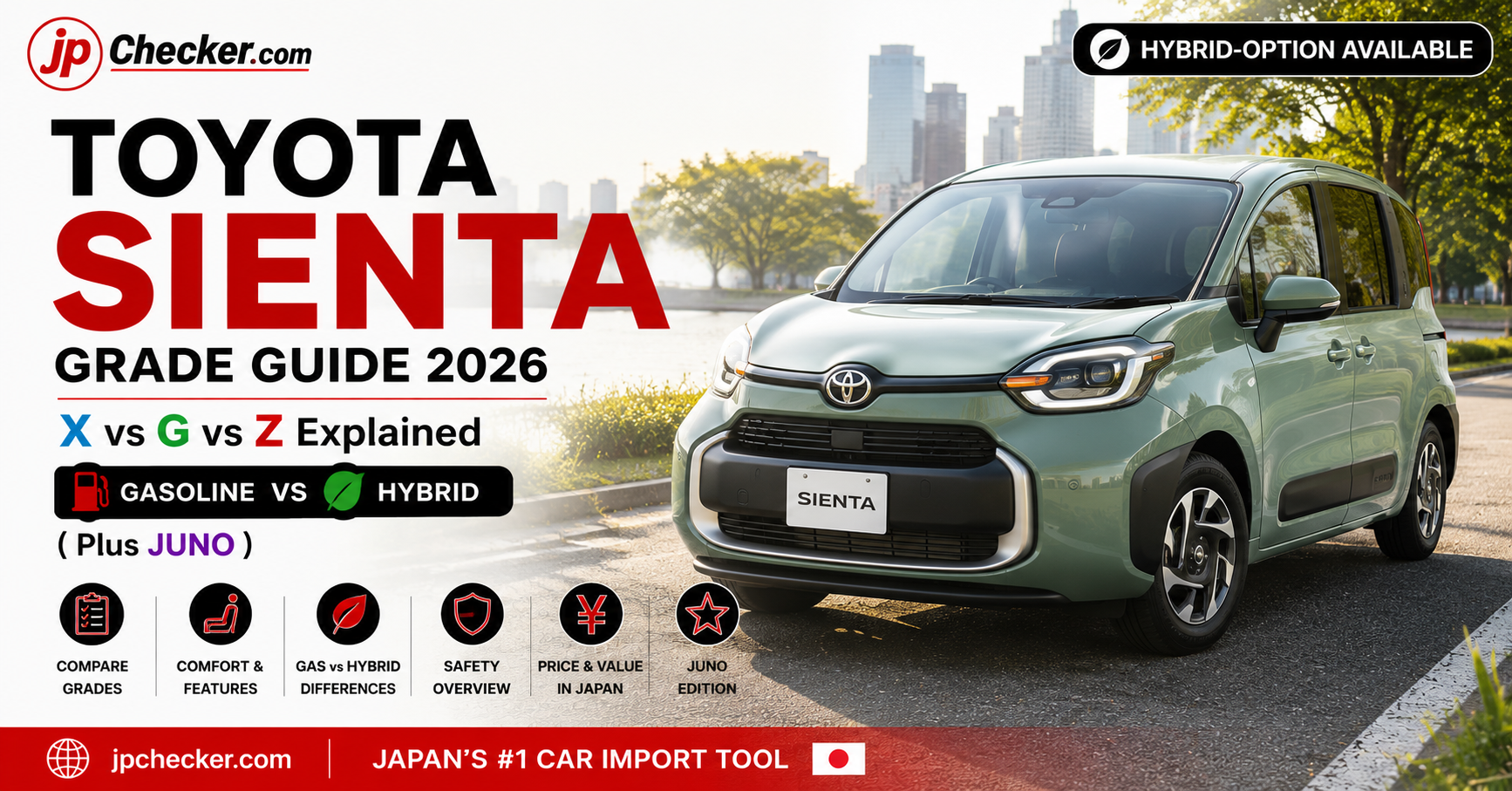 Toyota Sienta Grade Guide 2026: X vs G vs Z Explained (Gasoline vs Hybrid, Plus JUNO)