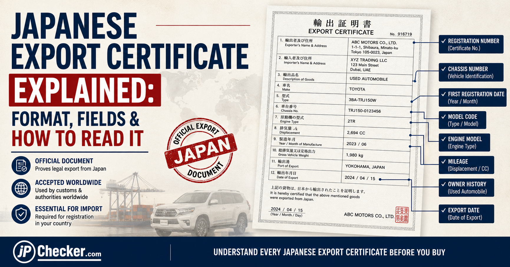 Japanese Export Certificate Explained: Format, Fields &amp; How to Read It