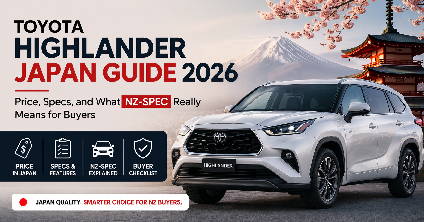 Toyota Highlander Japan Guide 2026: Price, Specs, and What NZ-Spec Really Means for Buyers